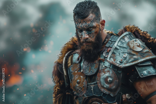 A man with a beard and a beard is wearing a costume photo
