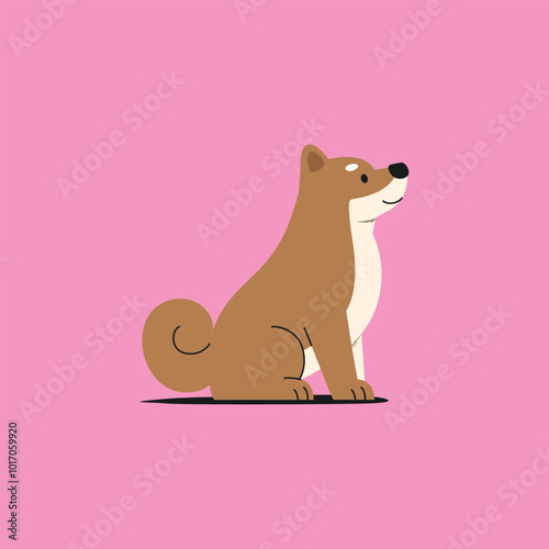 Flat Alaskan Malamute Dog Vector stock illustration, Minimalist Hand draw style Dog breed illustration