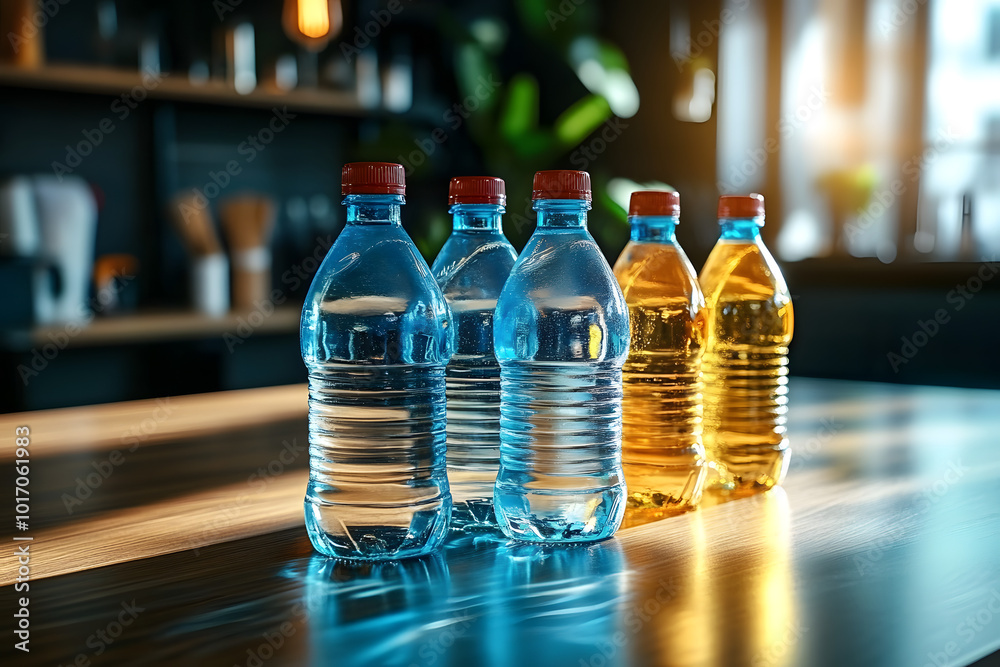 mineral water bottles on the table mineral water bottles on the table