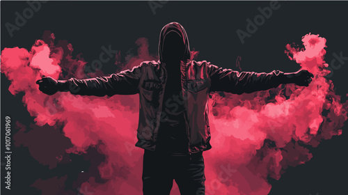 Vector illustration Football fan. Ultras. Revolution. Riot. Protest.