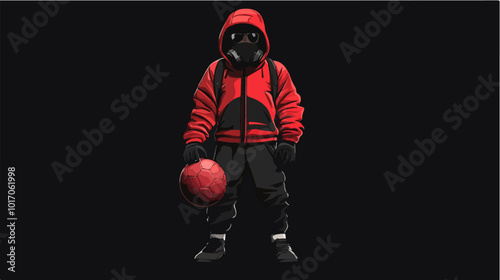 Vector illustration Football fan. Ultras. Revolution. Riot. Protest.