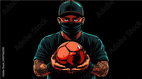 Vector illustration Football fan. Ultras. Revolution. Riot. Protest.