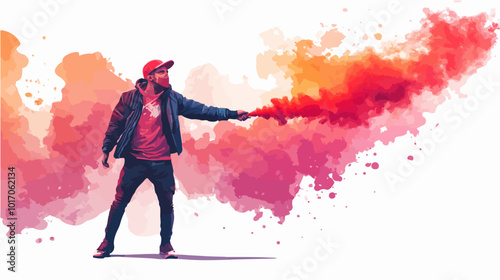 Vector illustration Football fan. Ultras. Revolution. Riot. Protest.