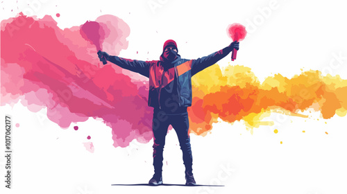 Vector illustration Football fan. Ultras. Revolution. Riot. Protest.