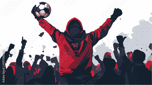 Vector illustration Football fan. Ultras. Revolution. Riot. Protest.