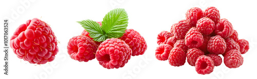 Sweet raspberry fruit isolated on transparent background. Png format