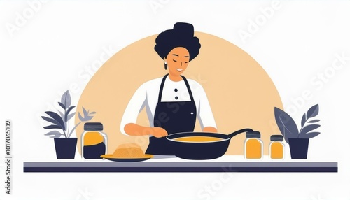 Woman cooking in kitchen