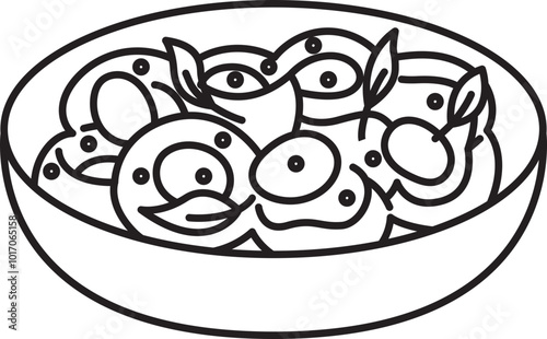 cheese tortellini with garlic white wine sauce italian food outline clipart