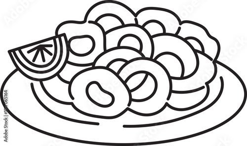 calamari fritti italian food outline clipart