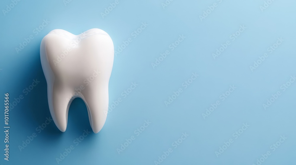 Dental health concept: white, healthy tooth on blue background. Dentistry, health, care, oral care, oral hygiene, professional teeth cleaning. Dental clinic banner with copy space. Dental health concept: white, healthy tooth on blue background. Dentistry, health, care, oral care, oral hygiene, professional teeth cleaning. Dental clinic banner with copy space.