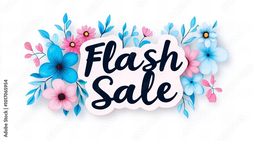 Obraz premium Floral Flash Sale announcement with pink and blue flowers.