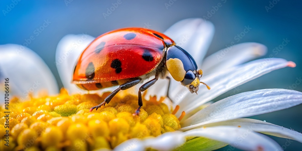 Obraz premium Ladybug on flower macro closeup