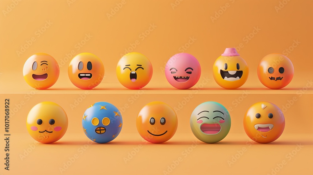 Vibrant emoji balls feature different facial expressions, creating a fun and cheerful atmosphere with their bright colors and playful designs. Generative AI Vibrant emoji balls feature different facial expressions, creating a fun and cheerful atmosphere with their bright colors and playful designs. Generative AI