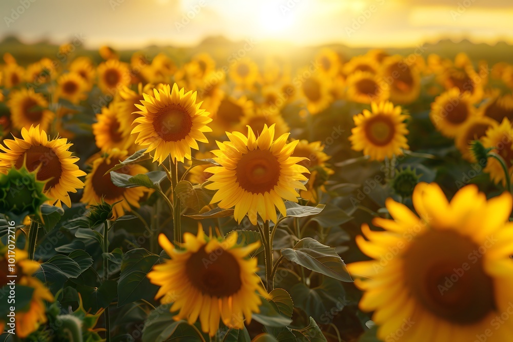Vibrant Sunflower Field at Sunset Vibrant Sunflower Field at Sunset