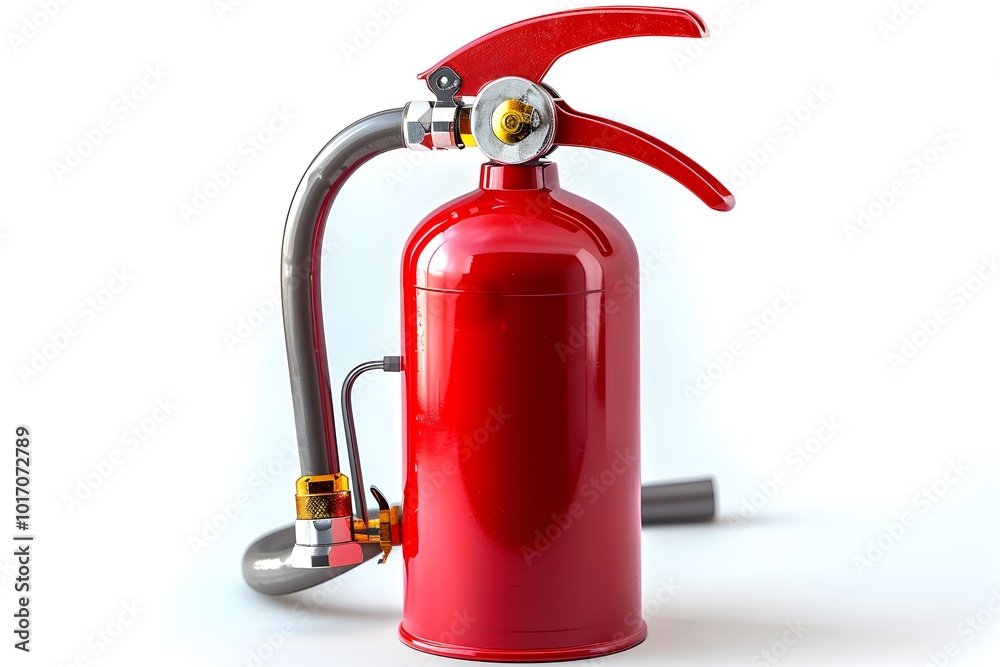 Obraz premium Bright Red Fire Extinguisher Ready for Action