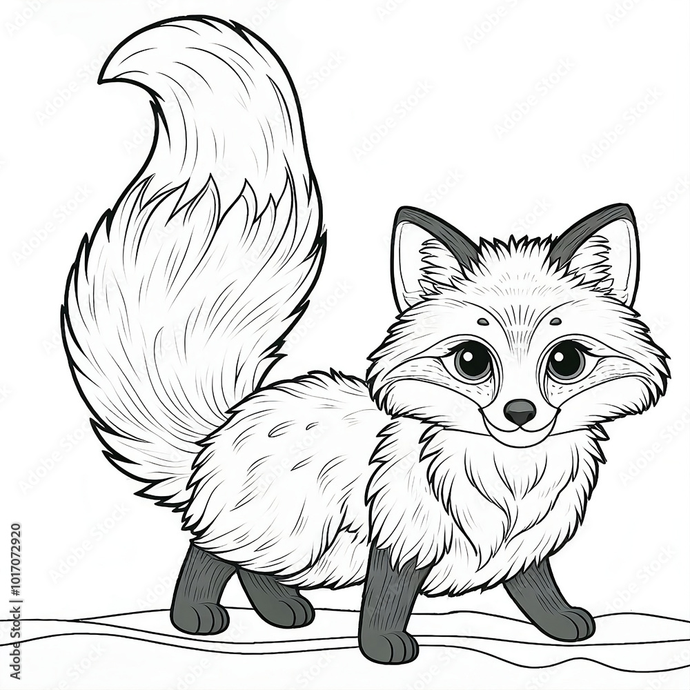 Obraz premium Cute and Simple Fox Coloring Pages, generative AI