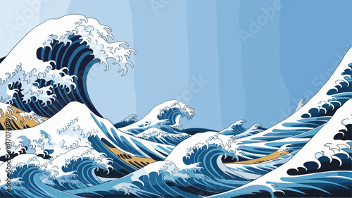 Japanese wave patterns gradually shifting and transforming.