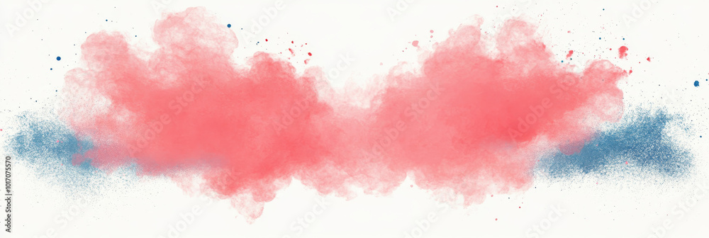Obraz premium Abstract red and blue watercolor paint splatter on white background.