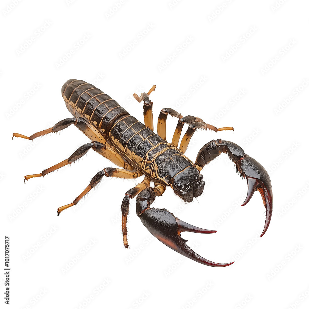A detailed view of a scorpion isolated against a Png background showcasing its distinct features and claws, Scorpion isolated on Png background A detailed view of a scorpion isolated against a Png background showcasing its distinct features and claws, Scorpion isolated on Png background