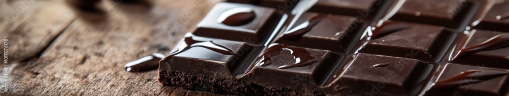 Delicious chocolate cake topped with rich ganache on rustic wooden table Delicious chocolate cake topped with rich ganache on rustic wooden table