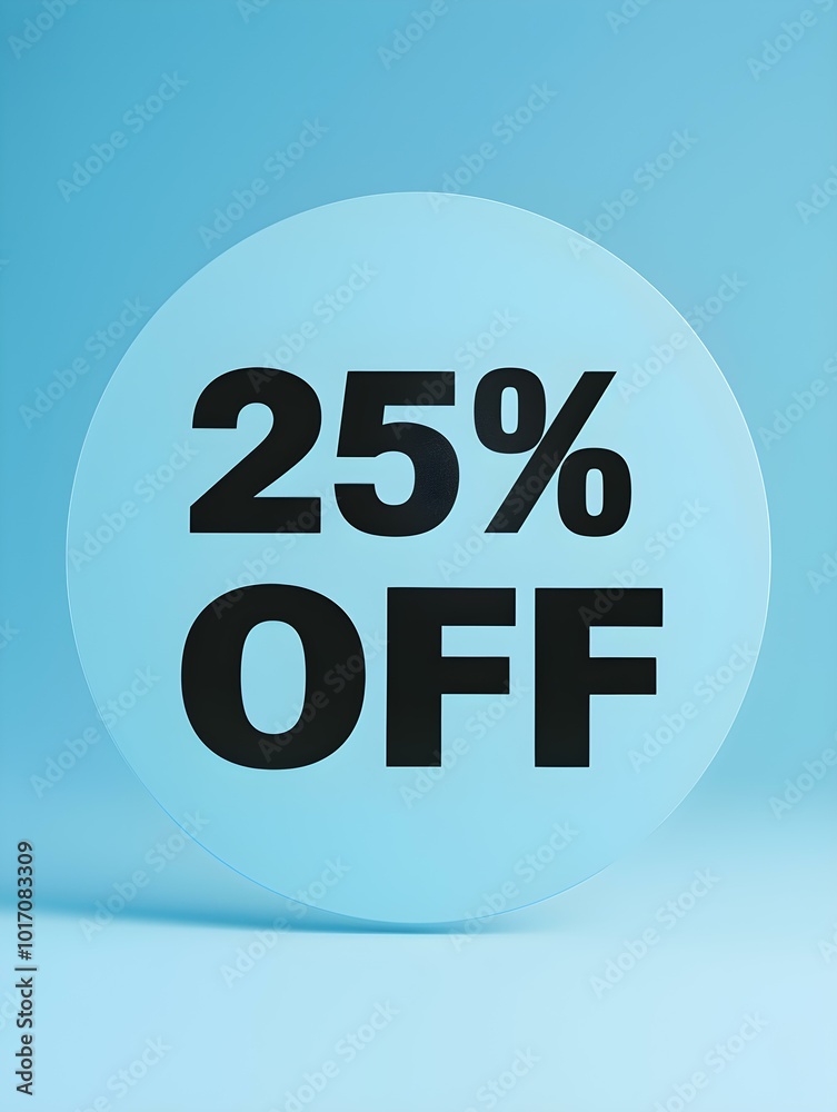 Black '25% OFF' Promotional Sign on a Light Blue Background Black '25% OFF' Promotional Sign on a Light Blue Background