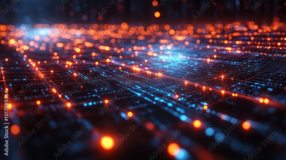 Abstract digital network with glowing nodes and lines, representing data flow, connectivity, and technology. Abstract digital network with glowing nodes and lines, representing data flow, connectivity, and technology.