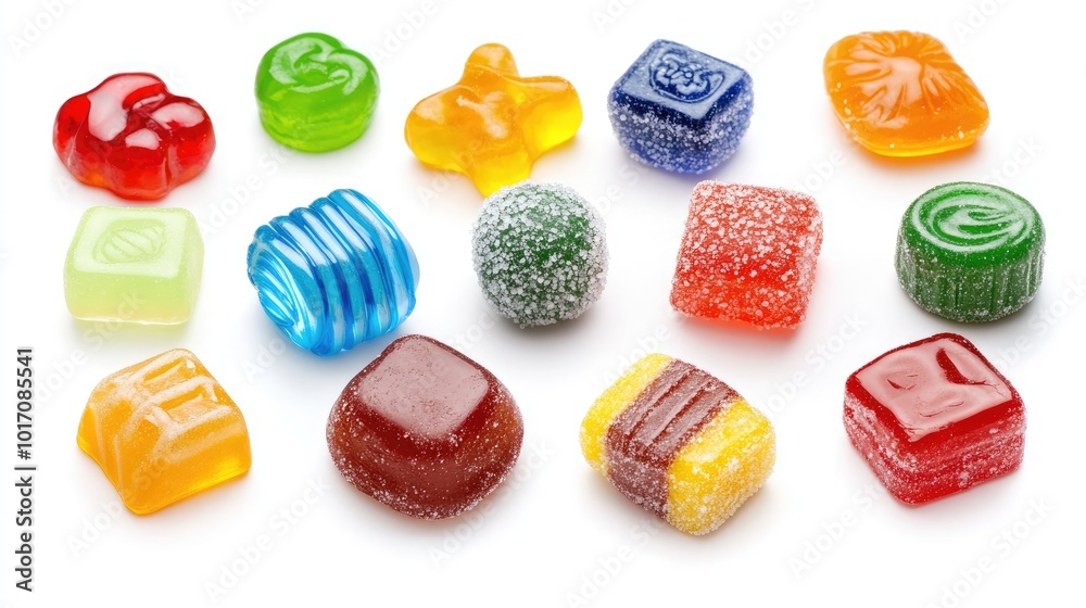 Chewy candies collection isolated on white Chewy candies collection isolated on white