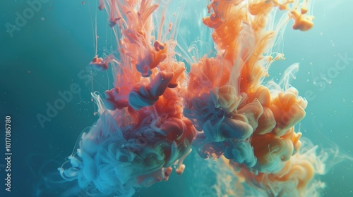 Colorful ink in water photo