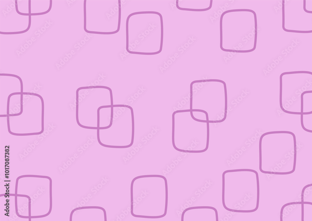 Geometric square pattern. Hand drawn abstract seamless design on a pastel pink background. Stock vector illustration in minimalist, retro-inspired style. Geometric square pattern. Hand drawn abstract seamless design on a pastel pink background. Stock vector illustration in minimalist, retro-inspired style.