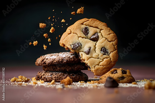 Various crumbl cookies professional advertising food photography photo