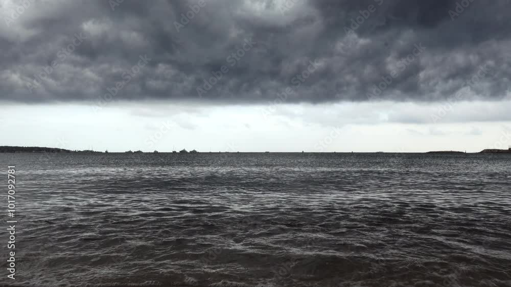 View of the sea on a cloudy and windy day