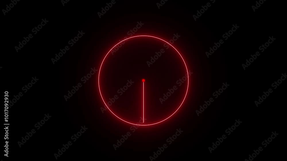 red color neon clock animation on black background. glowing clock icon animation on neon. red color neon clock animation on black background. glowing clock icon animation on neon.