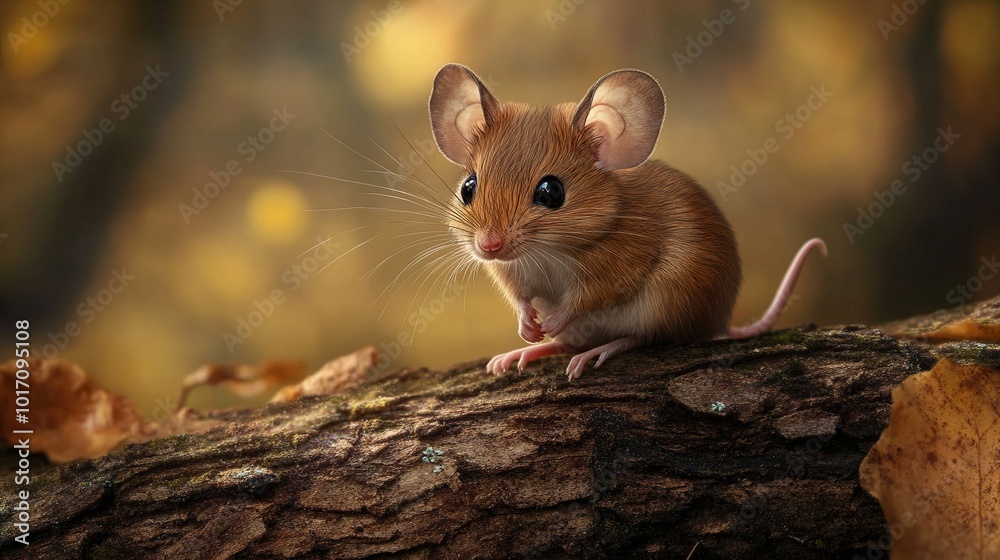 Cute Mouse in Autumn Forest - Wildlife Photography Cute Mouse in Autumn Forest - Wildlife Photography