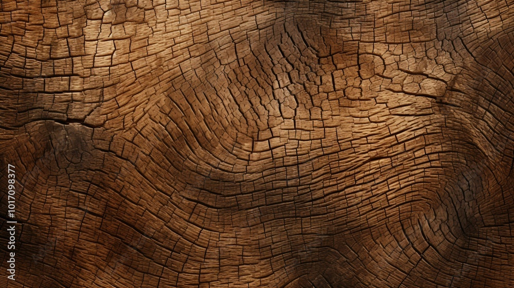 Naklejka premium The Rough Texture Of Oak Bark Reveals Natural Cracks And Grain Patterns On A Timeless Surface.