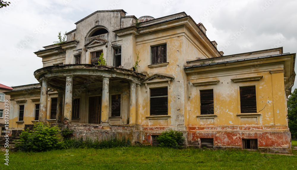 The ruins of the Tolstoy estate in Belarus on a cloudy summer day The ruins of the Tolstoy estate in Belarus on a cloudy summer day