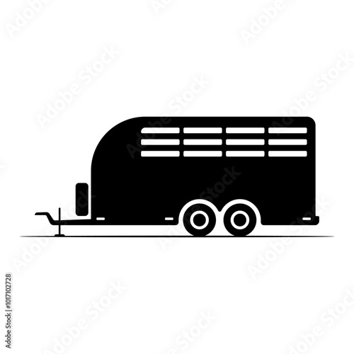 Cattle trailer icon. Black silhouette. Side view. Vector simple flat graphic illustration. Isolated object on white background. Isolate.