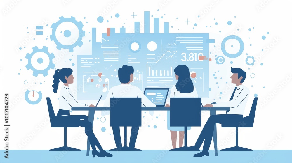 Business professionals collaborating in a modern office meeting setting Business professionals collaborating in a modern office meeting setting