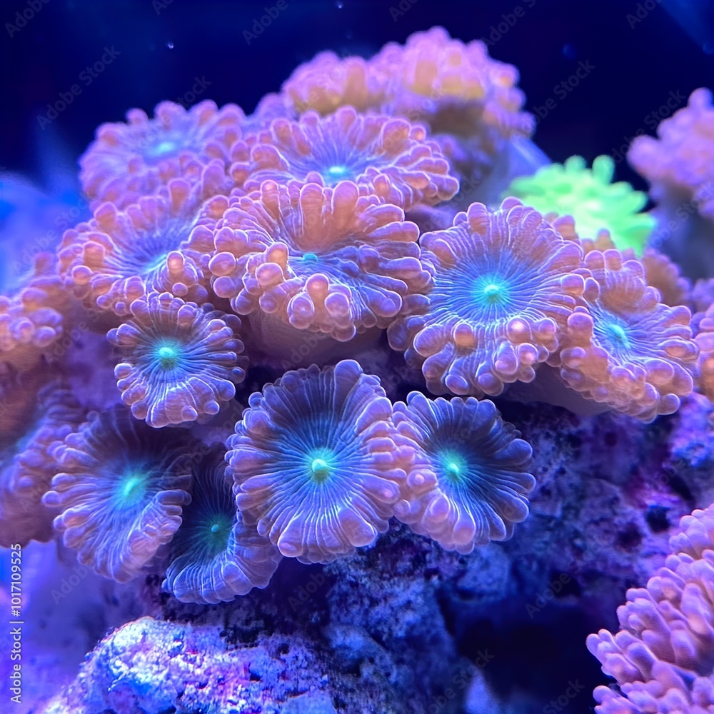 Fototapeta premium Vibrant Coral Reef Close-Up: A Symphony of Colors