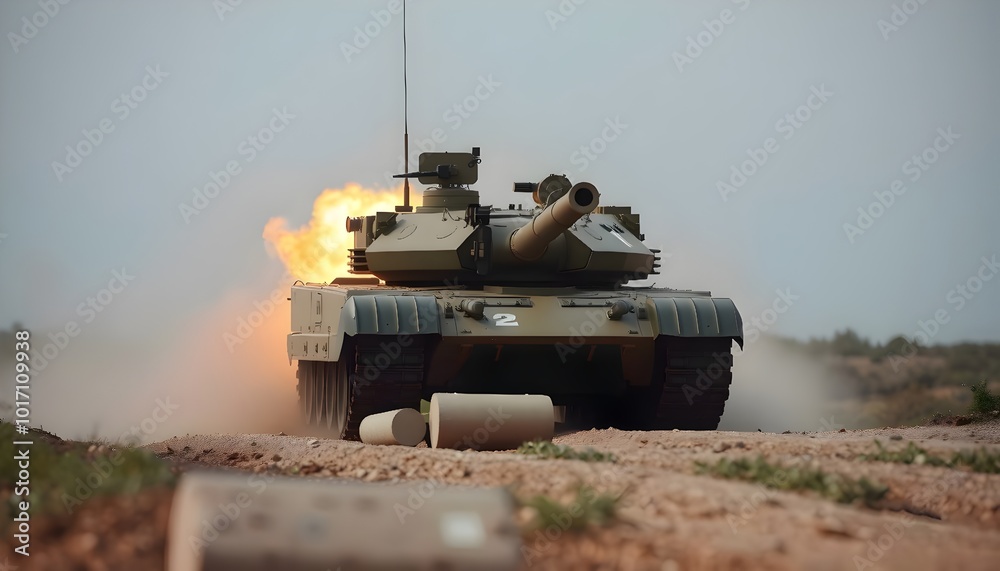 Fototapeta premium Tank Firing at Range.