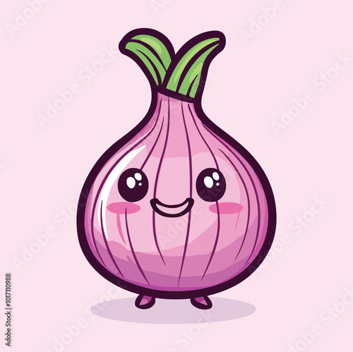 Cute onion cartoon mascot illustration