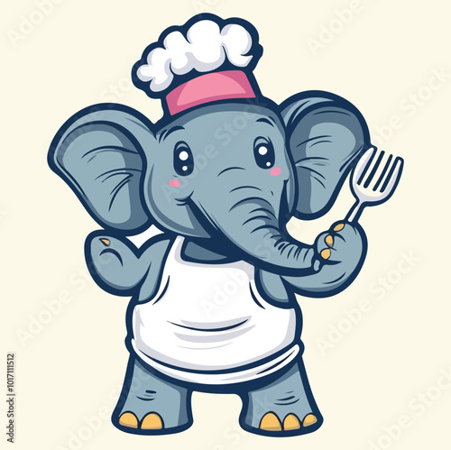 Wallpaper Mural A cute chef elephant cartoon mascot illustration Torontodigital.ca
