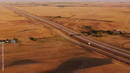 Aerial view of a highway in South Dakota.