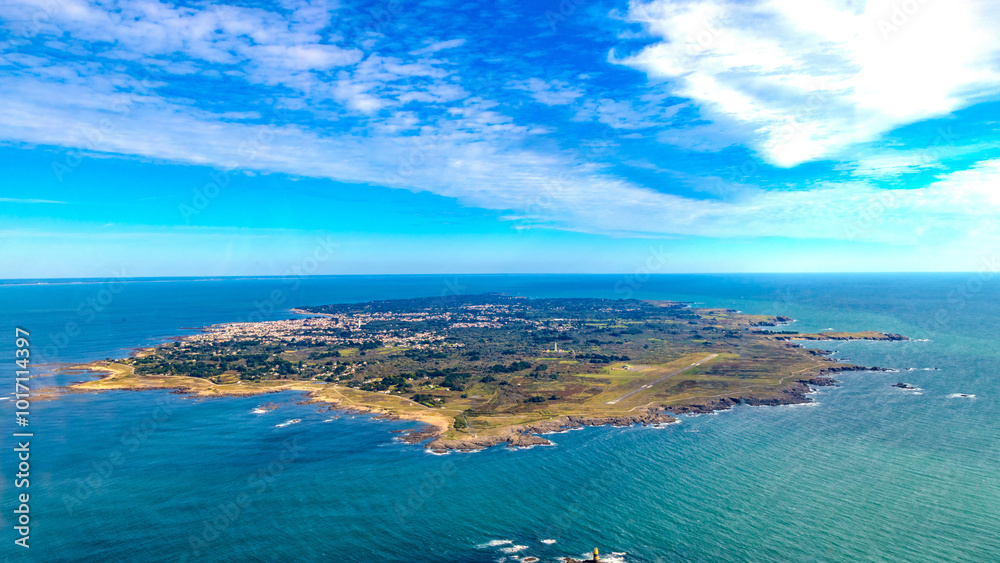 Yeu island from aerial view in french atlantic ocean Yeu island from aerial view in french atlantic ocean