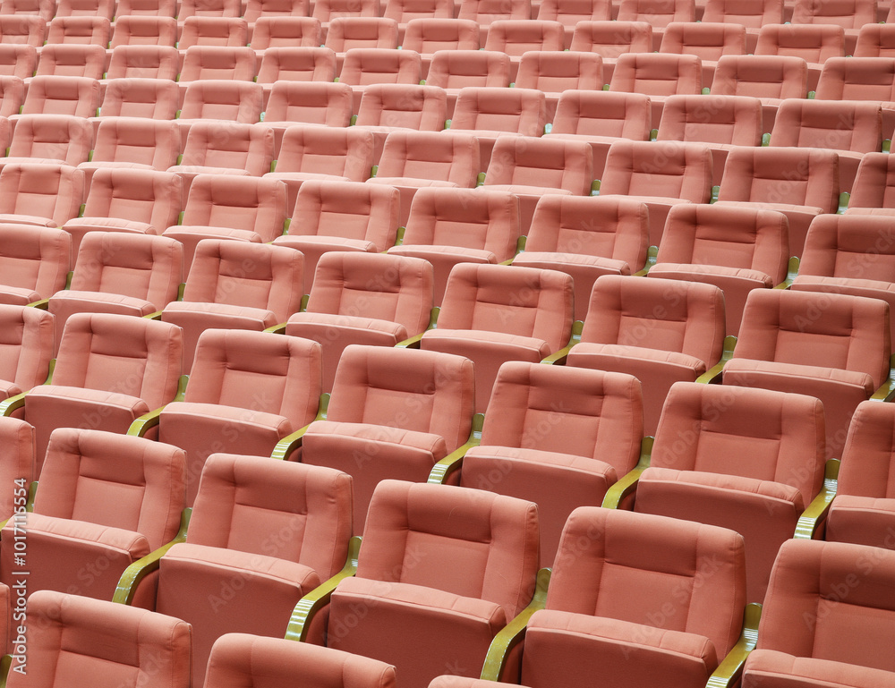 Fototapeta premium Seats in cinema theater hall. Movies lecture concept idea