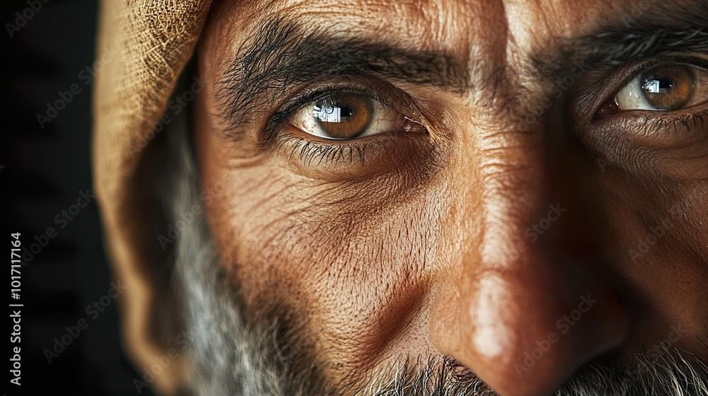Close-up Portrait of a Man's Intense Gaze Close-up Portrait of a Man's Intense Gaze
