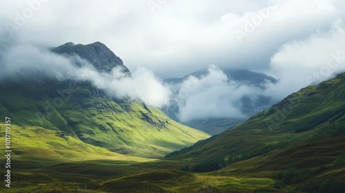 Scottish peaks, veiled in clouds photo