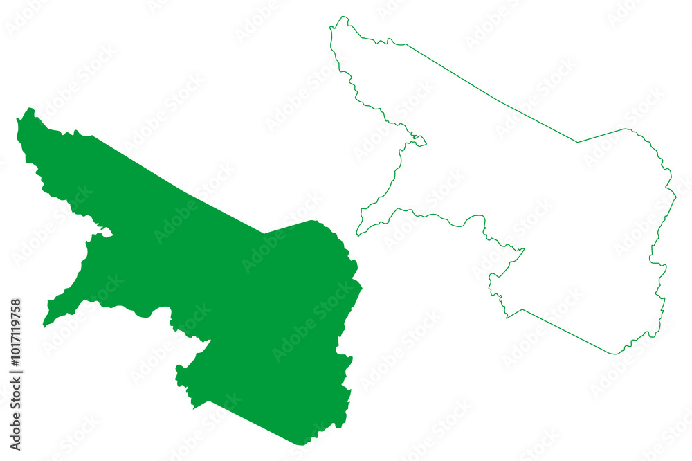 Obraz premium Senador Pompeu municipality (Ceará state, Municipalities of Brazil, Federative Republic of Brazil) map vector illustration, scribble sketch Senador Pompeu map