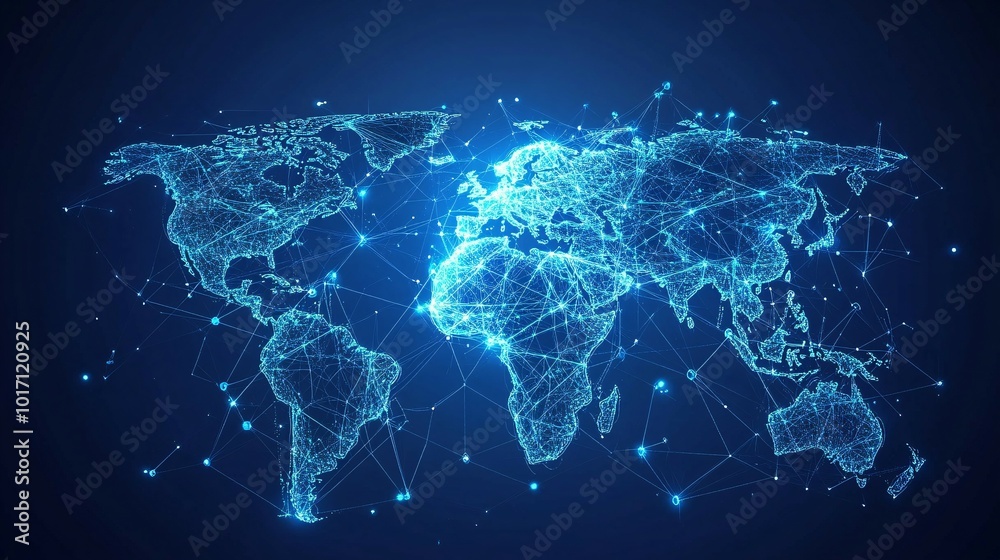 A Digital World Map Depicting Global Connectivity A Digital World Map Depicting Global Connectivity