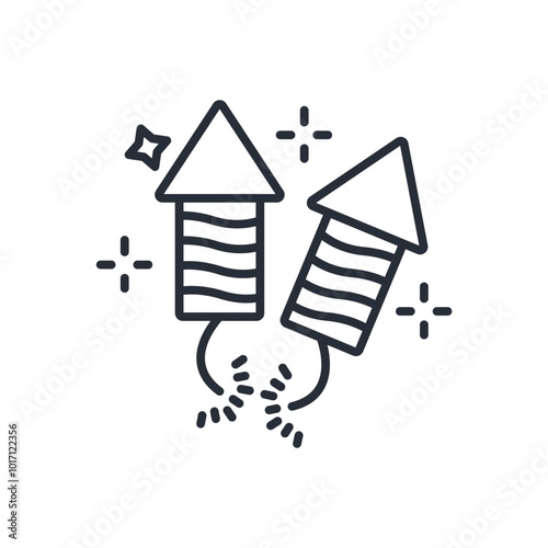 Fireworks icon. vector.Editable stroke.linear style sign for use web design,logo.Symbol illustration.