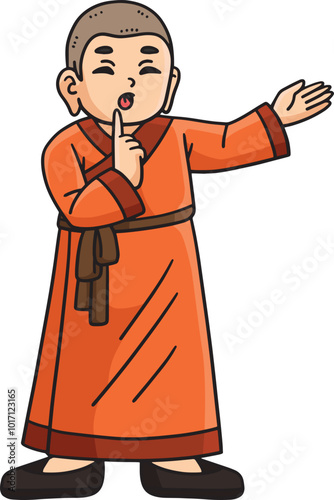 Buddhism Buddhist Monk doing a Quiet Sign Clipart